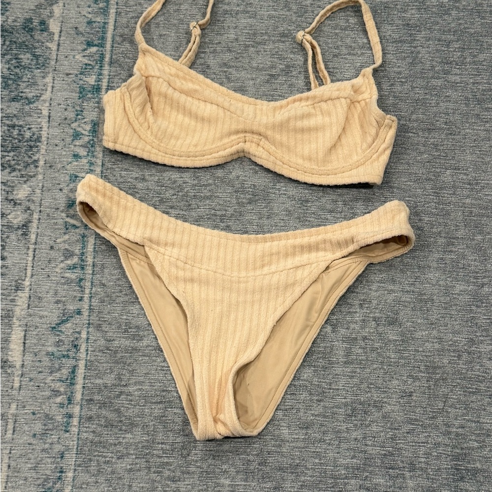 Zulu & Zephyr Cream Ribbed Bikini Set